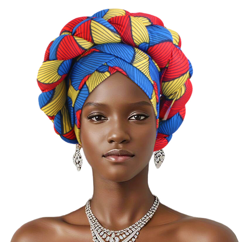 Nouveau imprimé africain torsadé grande tresse Turban chapeau musulman Hijab chapeau élastique bandeau foulard Ramadan foulard Beanie chapeaux