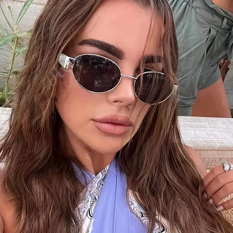 Lunettes de soleil ovales tendance pour femmes, marque de luxe, monture en métal, lunettes de soleil classiques vintage rondes, unisexe