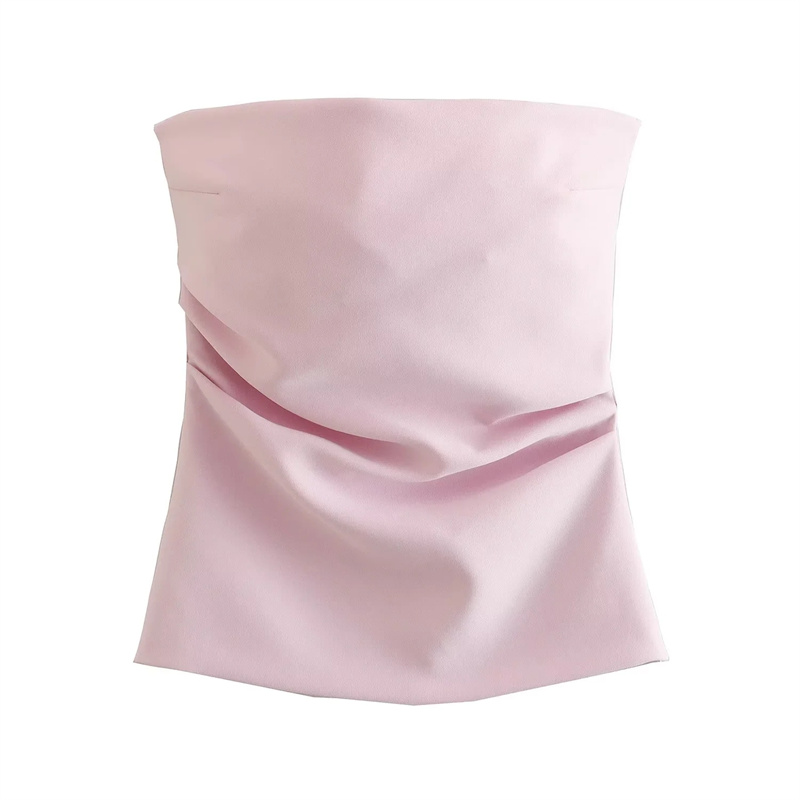 MUJER 2025 femmes bustier tubulaire blanc noir épaules nues haut court femme rose sans manches dos nu Sexy hauts femme mode hauts Corset