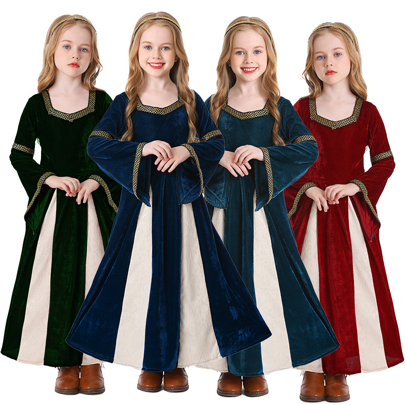 Robe de cérémonie pour filles, robe de princesse, costume de spectacle rétro européen pour enfants, costume de spectacle pour fête d'anniversaire