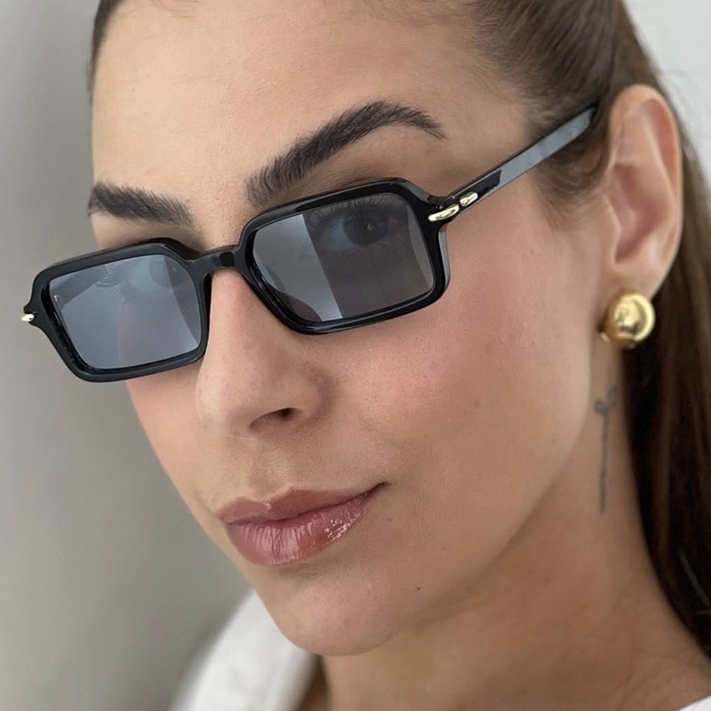 Lunettes de soleil rectangulaires tendance pour hommes et femmes, lunettes de soleil de créateur, marque de luxe, style rétro, petites et étroites, lunettes de soleil carrées pour homme.
