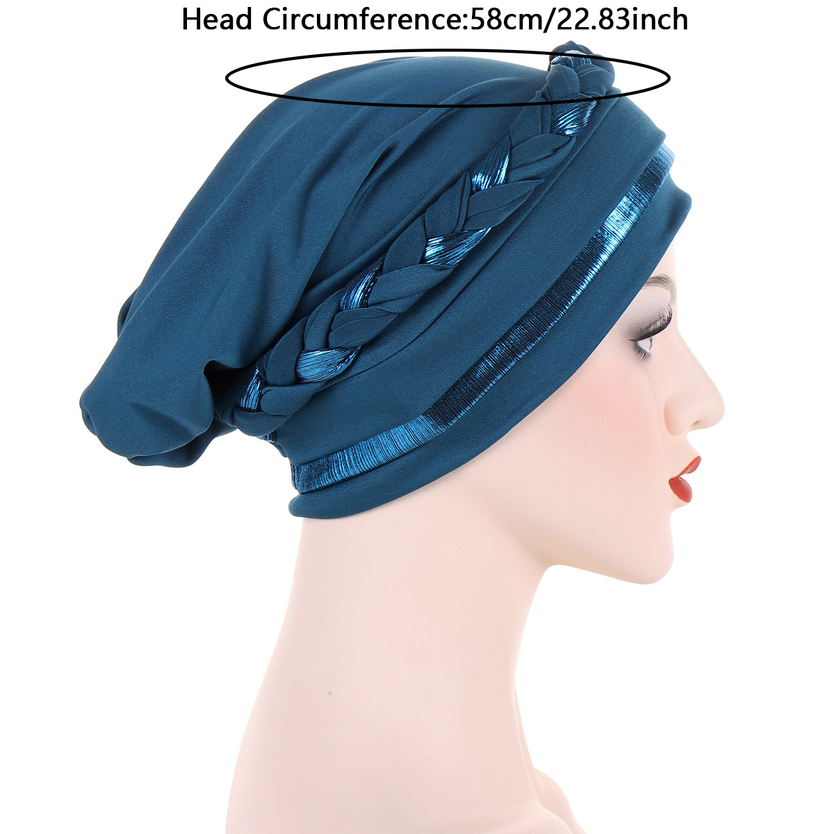 Nouveau Turban Hijab Scintillant 2026 pour Femme, Bonnet Chimio Musulman, Foulard Tressé, Couvre-tête, Bonnet pour Perte de Cheveux, Coiffe Islamique Femme