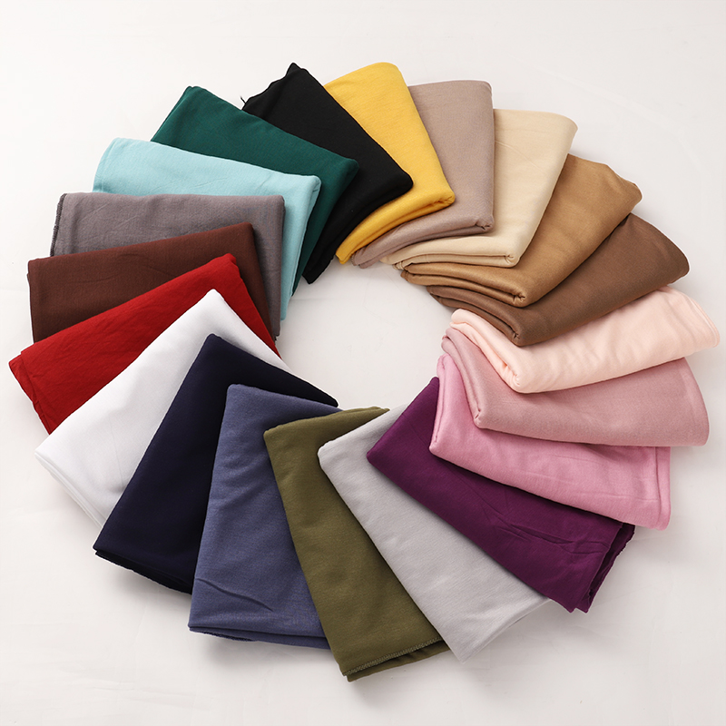 Foulard Hijab en Jersey de coton Modal, Long châle musulman, Turban uni et doux, couvre-chef pour femmes, bandeau africain 170x60cm