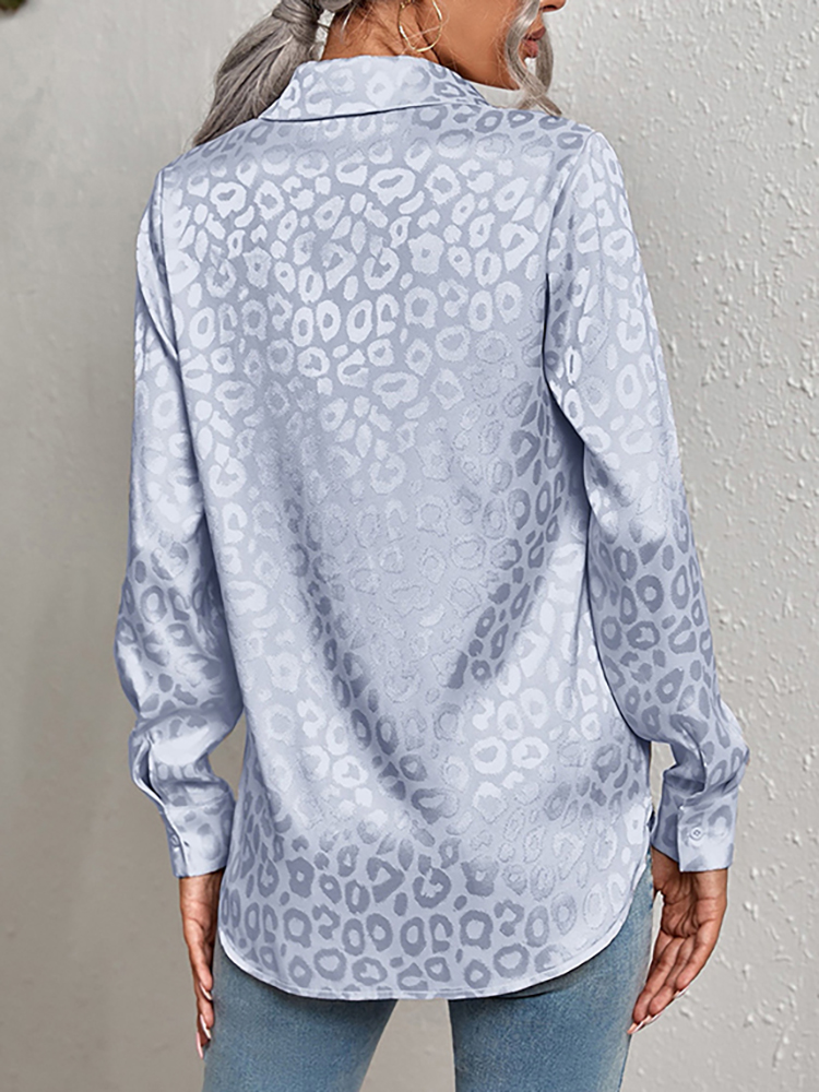 Chemisier de luxe imprimé léopard pour femme, chemise boutonnée vintage, tunique en satin, haut Harajuku, manches longues, revers, dame de bureau, printemps, été
