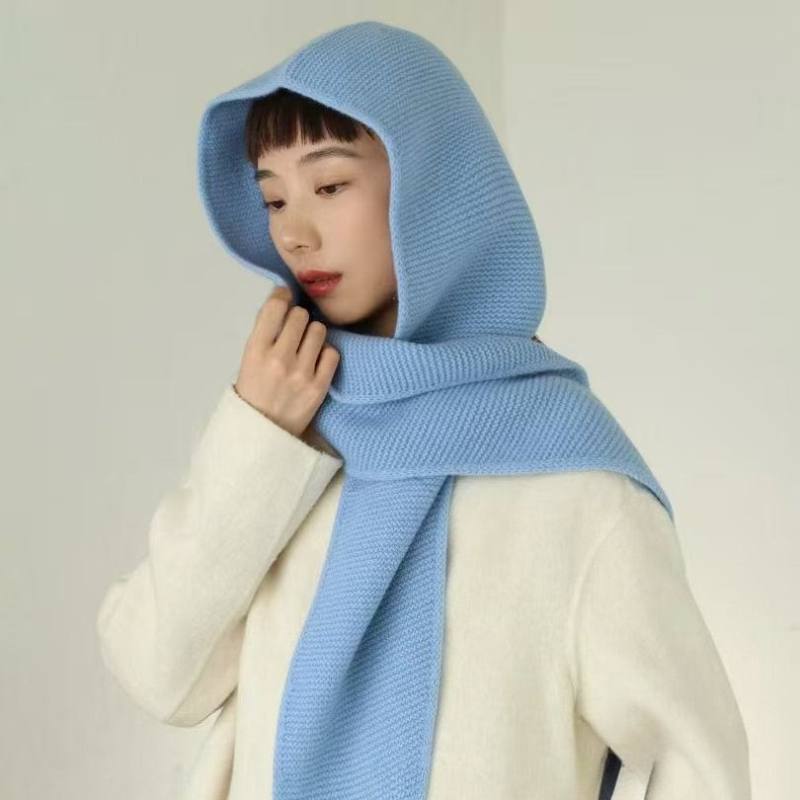 Dames 100% laine surdimensionné écharpe cagoule hiver châle capuche Protection des oreilles coupe-vent chaud Bomber chapeaux femmes mode bonnets