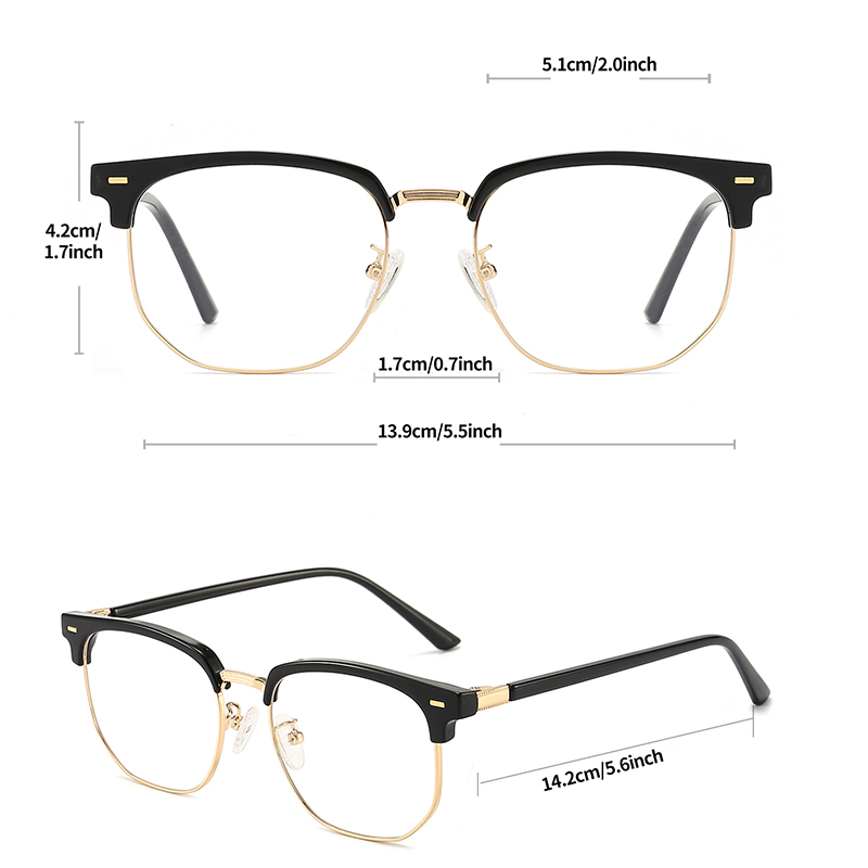 Lunettes carrées unisexes tendance pour hommes et femmes, monture en métal, lunettes polygonales, lunettes noires anti-lumière bleue