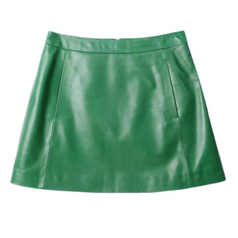 Jupe en cuir de mouton pour femme, nouvelle collection 2026, taille haute, mini-jupe slim printemps-automne, short en cuir véritable, bottes Y2K