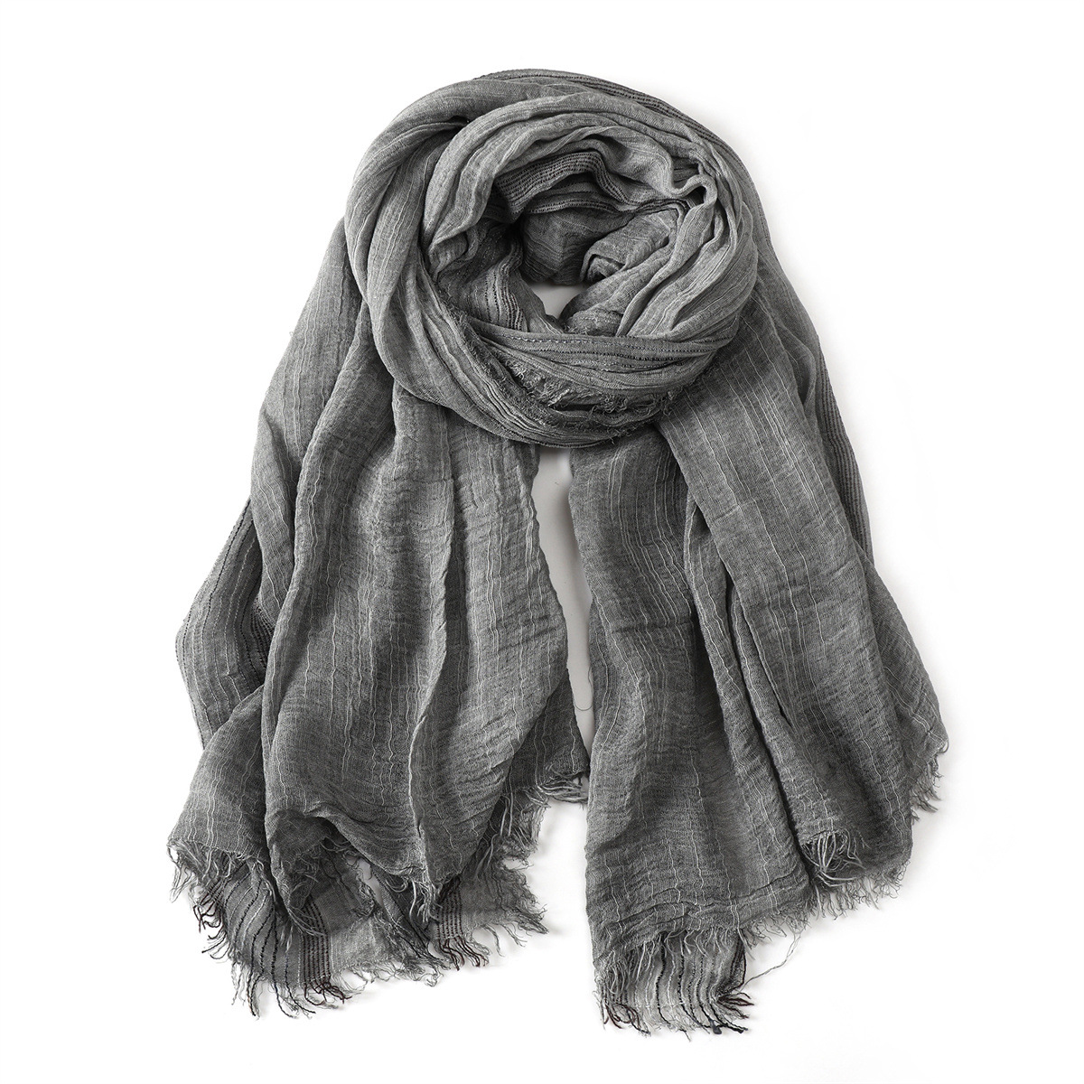 Écharpes en coton et lin rayées pour hommes, chaudes pour l'automne et l'hiver, foulard pashmina tie-dye à courte frange, marque masculine Bufanda Muffle