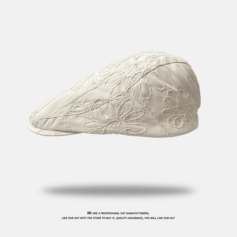 Casquette de gavroche en coton sergé pour femmes et filles, chapeau de panneau de lecture, casquettes de boulanger pour dames, grands chapeaux rétro, béret noir Boina
