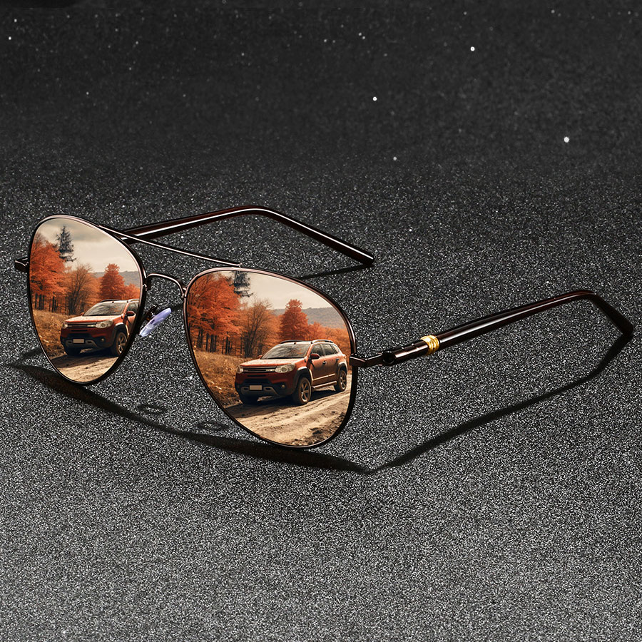 Lunettes de soleil vintage à monture métallique pour hommes et femmes, idéales pour la pêche et la conduite, de marque de luxe, anti-reflets