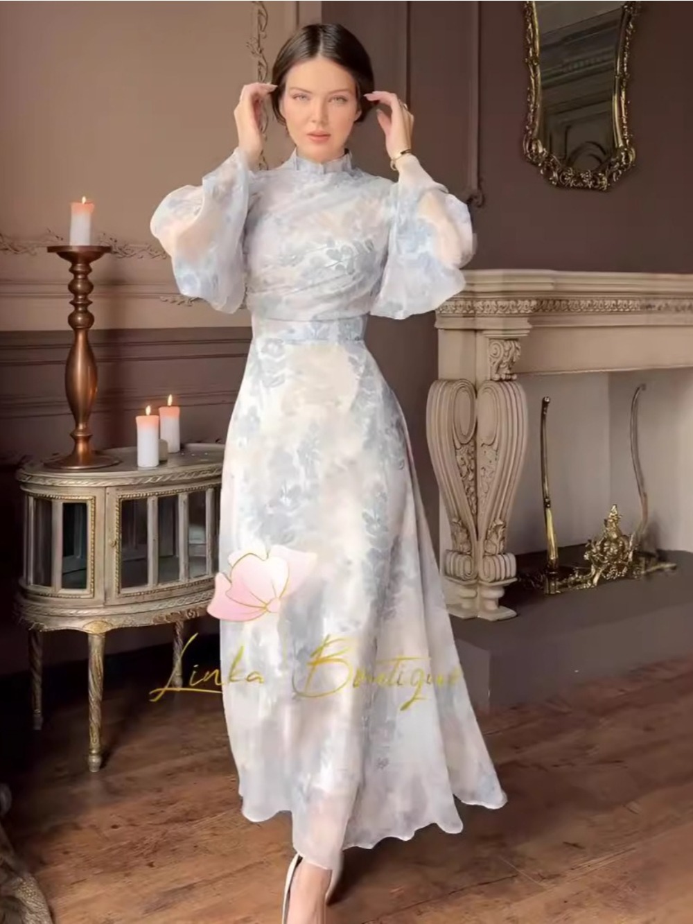 Eid Robe de soirée femmes fleur imprimé pansement coupe ajustée musulman Abaya à manches longues Jalabiya Ramadan robes Largos arabe longue Robe