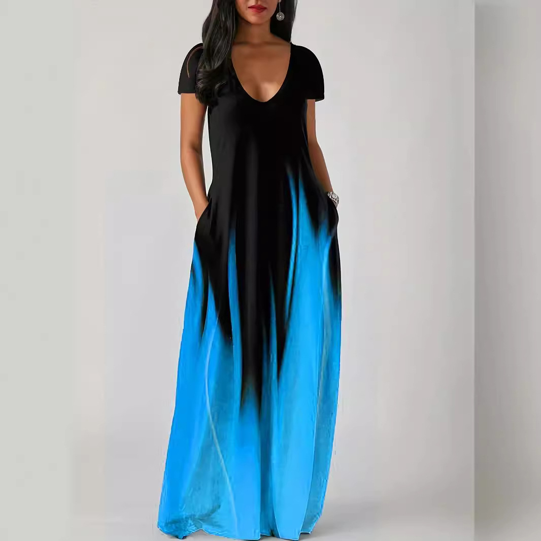 Femmes 1XL-5XL grande taille nouvel été ample imprimé décontracté Sexy femmes robe poche longue robe vitrines charme personnel