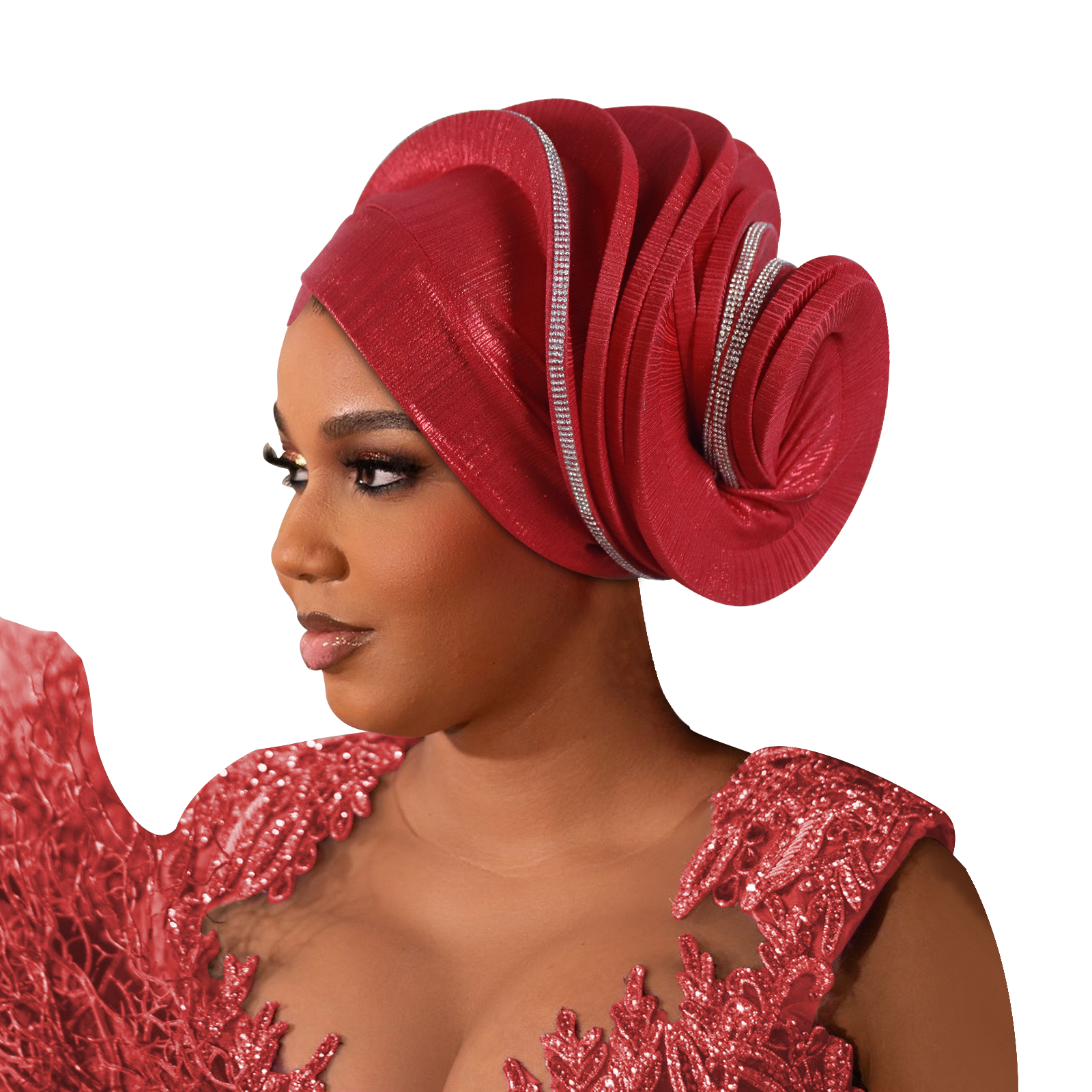 Turban africain préformé en diamant pour femme, coiffe nigériane de mariage, auto-gele, accessoire de tête pour fête, chapeau