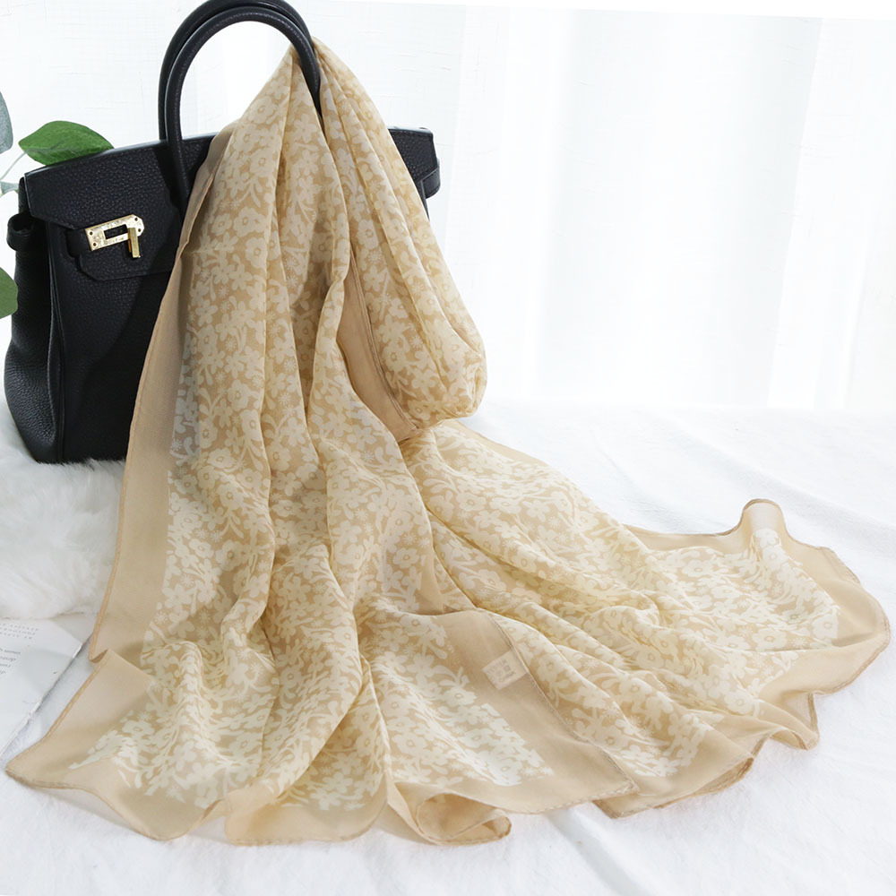Foulard en mousseline de soie pour femmes, petite fleur, élégant, Bandana, pour voyage d'été, protection solaire, châle Hijab fin
