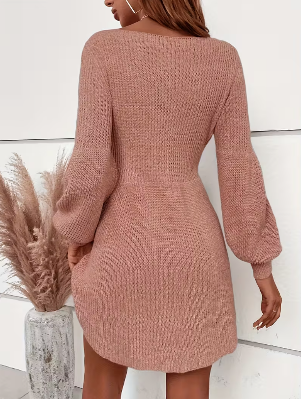 Robe élégante et décontractée pour femmes, haut chaud tricoté à manches longues, tenue de vacances d'automne et d'hiver, robe pull polyvalente