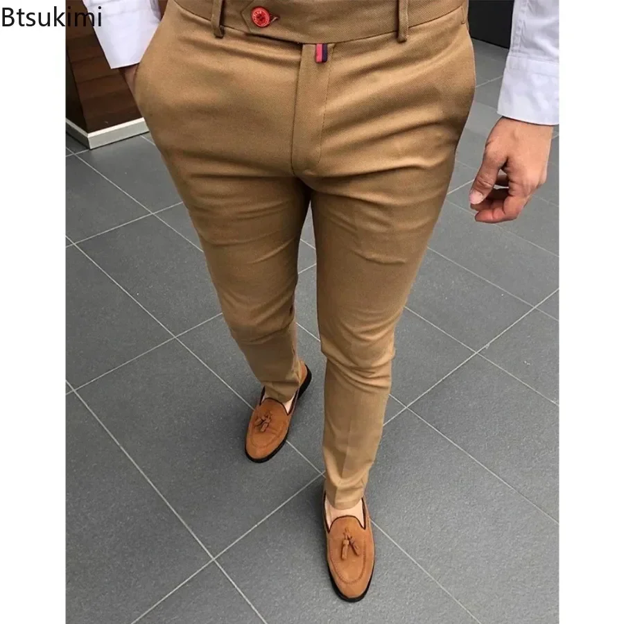 Pantalon décontracté pour hommes, mode quotidienne, formel, taille haute, Slim, solide, polyvalent, petits pieds, quatre saisons, 2026