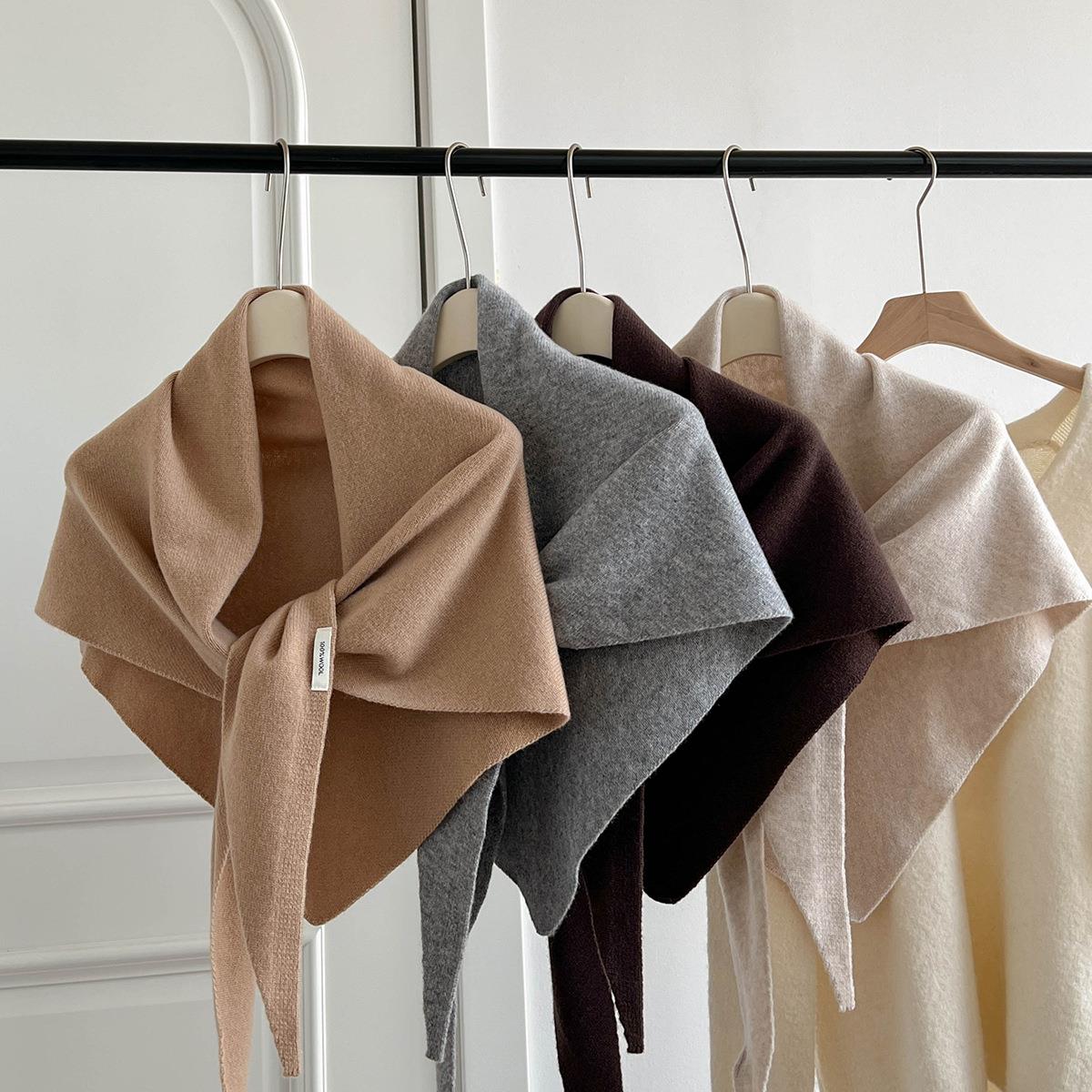 2025 femmes laine mélange écharpe Triangulaire châle hiver chaud doux tricoté col écharpe Bandana multi-fonctionnel petites écharpes en laine