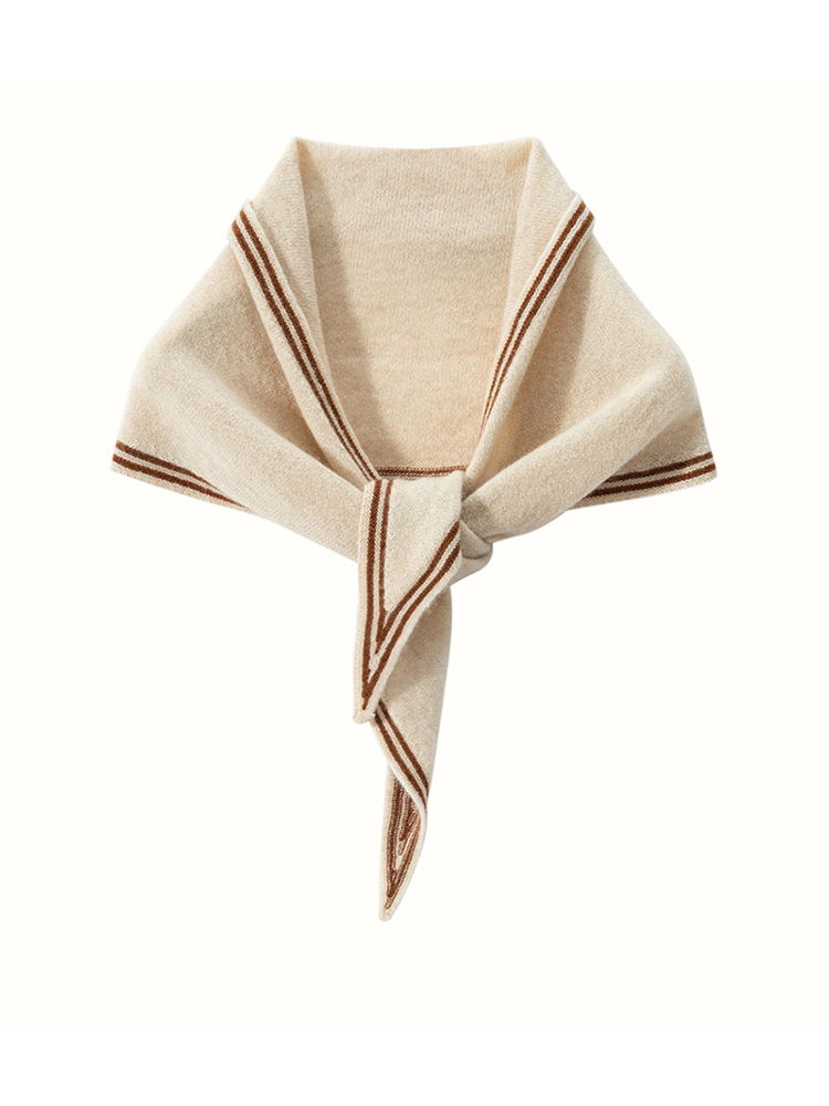 Écharpe triangulaire en cachemire pour femmes, petit châle, chauffe-cou, rayures appliquées, capot polyvalent, Pashmina, accessoires en tricot doux, printemps