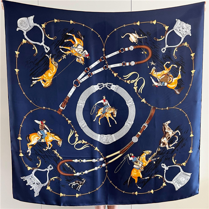Foulard en soie de mûrier pour femmes, châles à bords roulés à la main, grandes écharpes carrées de luxe de styliste, décoration de cou pour vêtements, 135CM