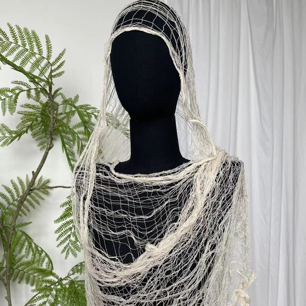 Écharpe légère et tendance en détresse, châle décontracté, couleur unie, trou en maille, photographie, vêtements de rue