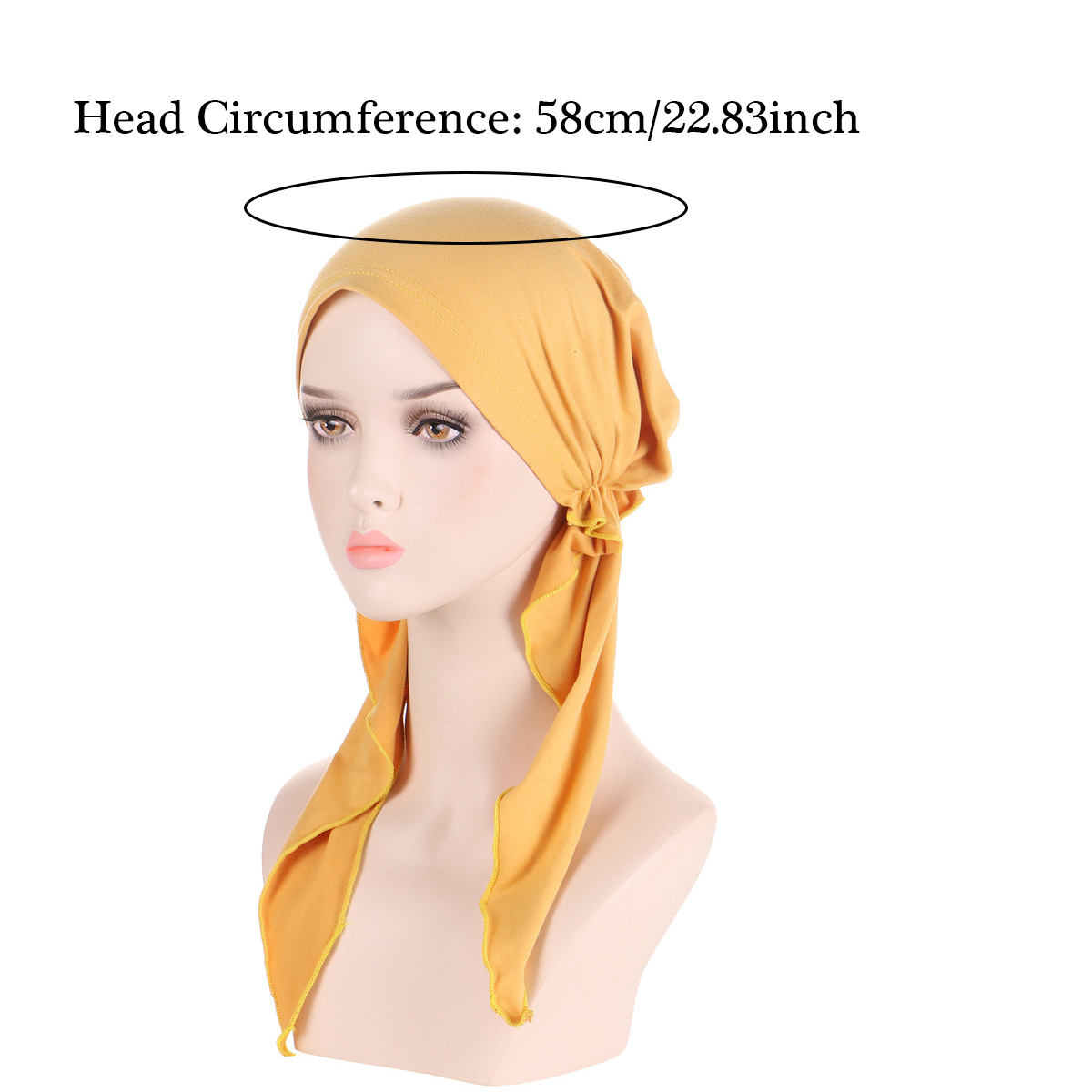 Couleur unie mode musulmane Hijabs Turban Bonnet longue queue bandeau élastique Hijab chapeaux respirant chimio casquette pour femmes filles