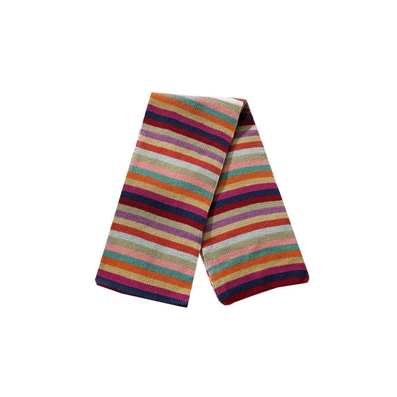 Écharpe chaude à rayures arc-en-ciel pour femmes, châle japonais doux pour femmes, tricots de mode, style coréen, automne et hiver