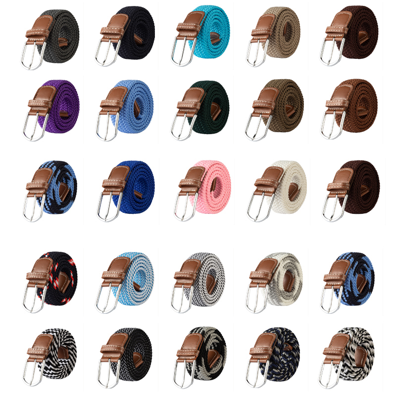 107/120/130CM mode femme élastique décontracté Stretch tissé ceinture unisexe toile ceintures élastiques pour femmes jean boucle ardillon hommes ceinture