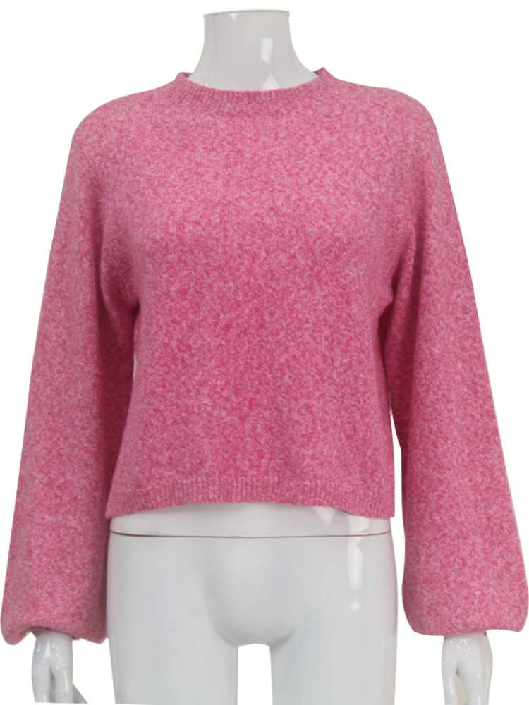Pull Vintage à Manches sulfet Col Rond pour Femme, Vêtement Chic de Couleur Unie, à la Mode, 2023