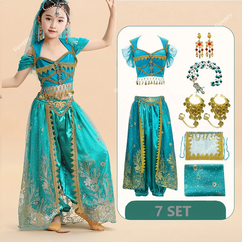 Ensemble de danse du ventre de princesse indienne pour enfants, Costume de spectacle de danse orientale indienne pour filles, Costume de scène Bollywood