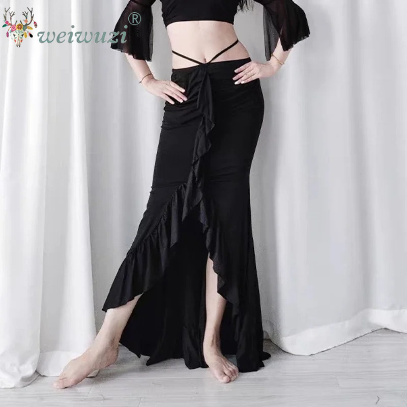 Costumes de danse du ventre pour femmes, vêtements d'entraînement confortables et respirants, vêtements de danse orientale pour adultes, jupe enveloppante en dentelle