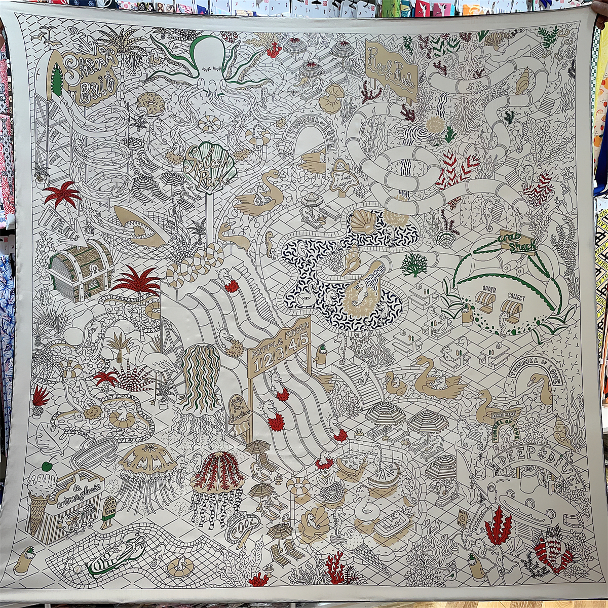 Écharpe thermique en cachemire pour femme, châles roulés à la main, écharpes carrées à imprimé aquarium, enveloppes bandana, grands hijabs, hiver, 130cm