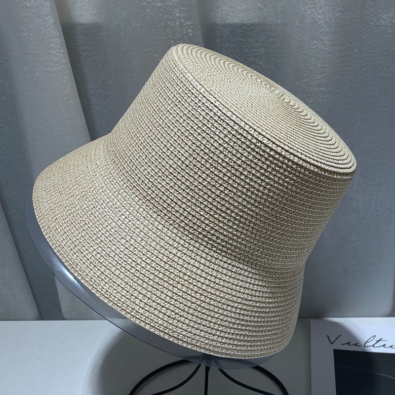 Chapeau de soleil en paille pour femmes, pliable, à large bord, de plage, plat, au crochet, E27