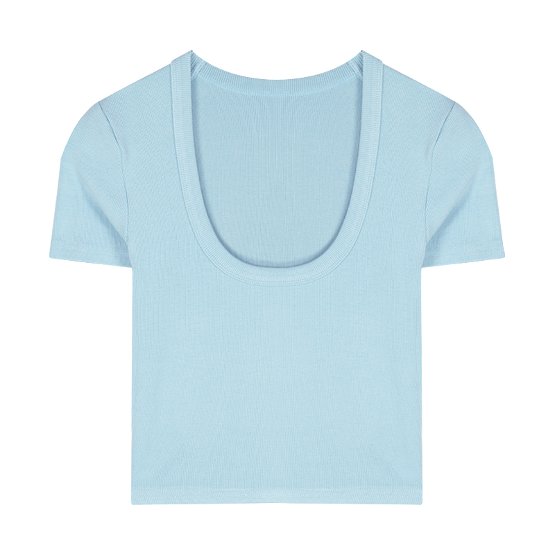 T-shirt slim à manches courtes pour femme, haut élastique, blanc, coton, été