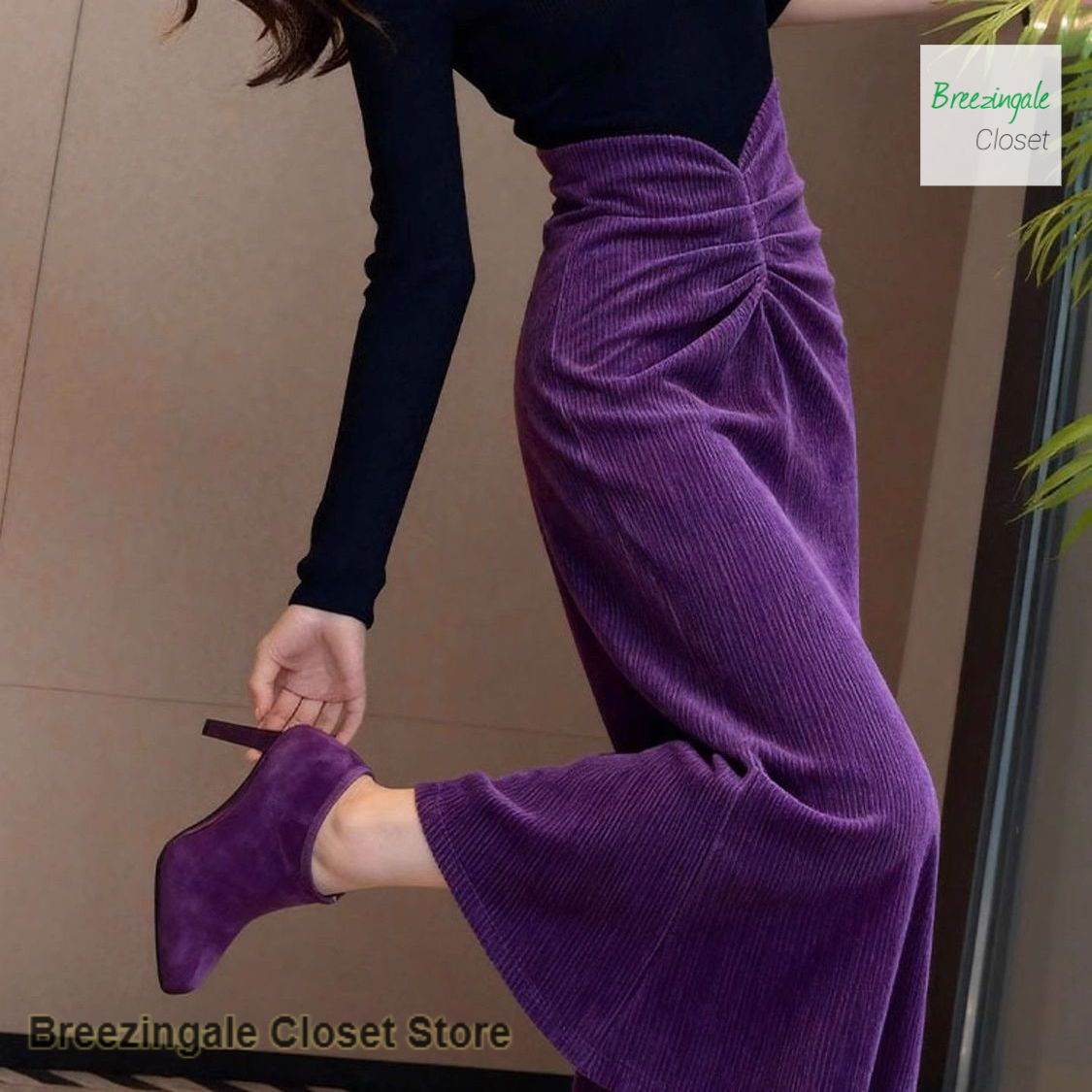 Jupe longue en velours côtelé orange de style français pour femmes, nouvelle mode automne-hiver, tempérament décontracté, jupe longue en chenille Joker.