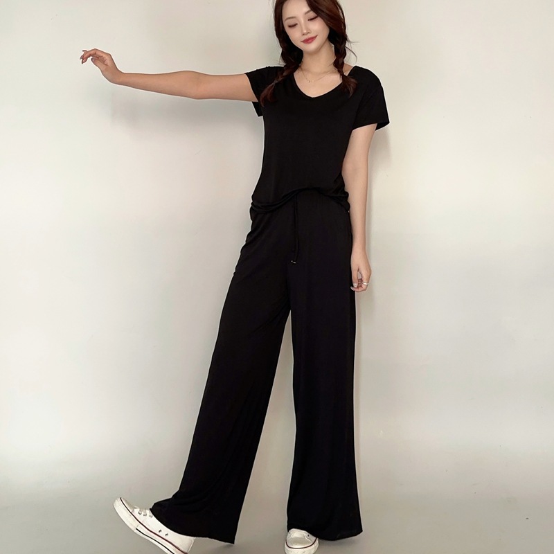 Pantalon à jambes larges pour femmes, col en U, taille haute, ample, Long, couleur unie, drapé, décontracté, assorti, grande taille L à 6XL