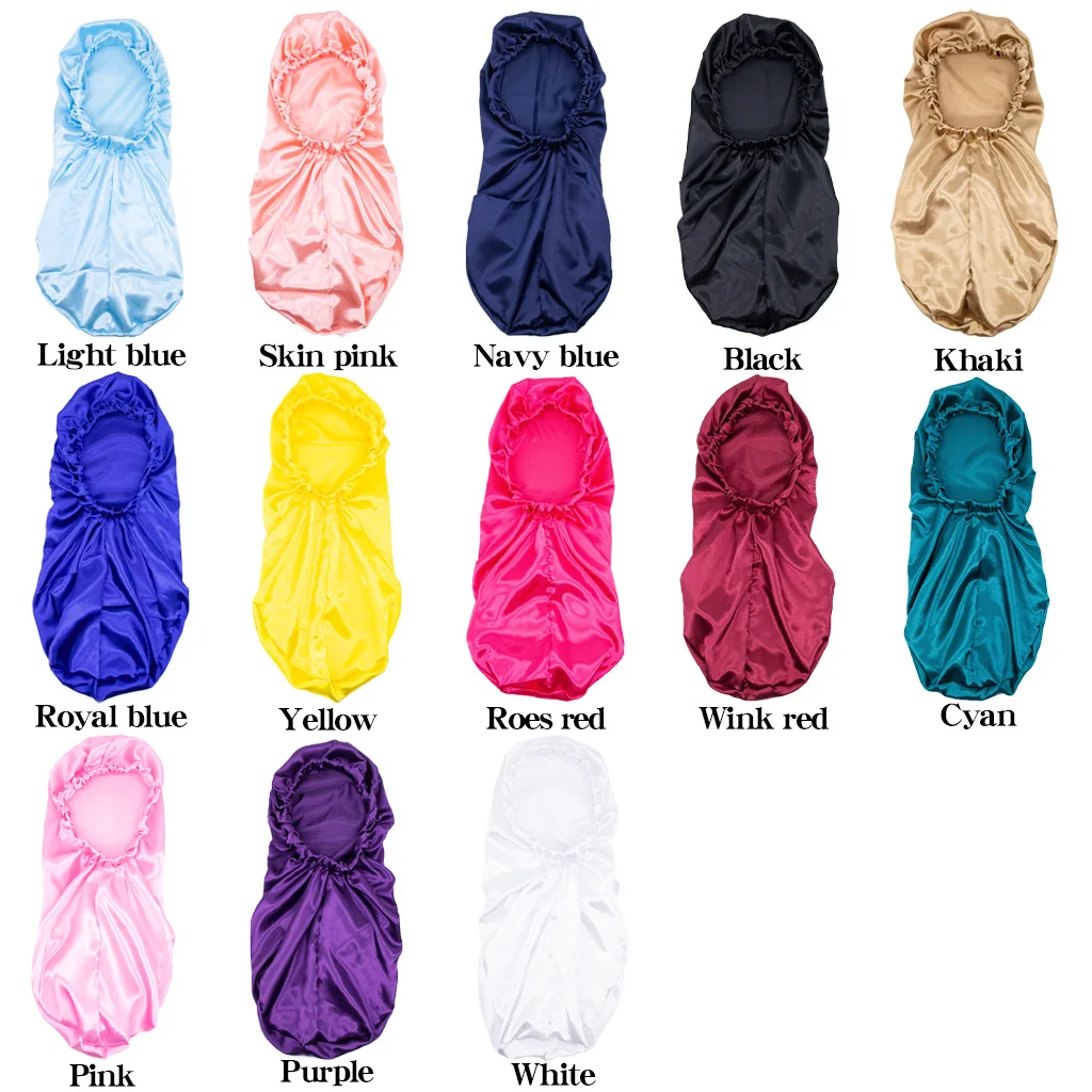 Bonnet de nuit en satin pour adultes, bonnet de soin des cheveux longs, bonnet de chimio unisexe, accessoires de coiffure