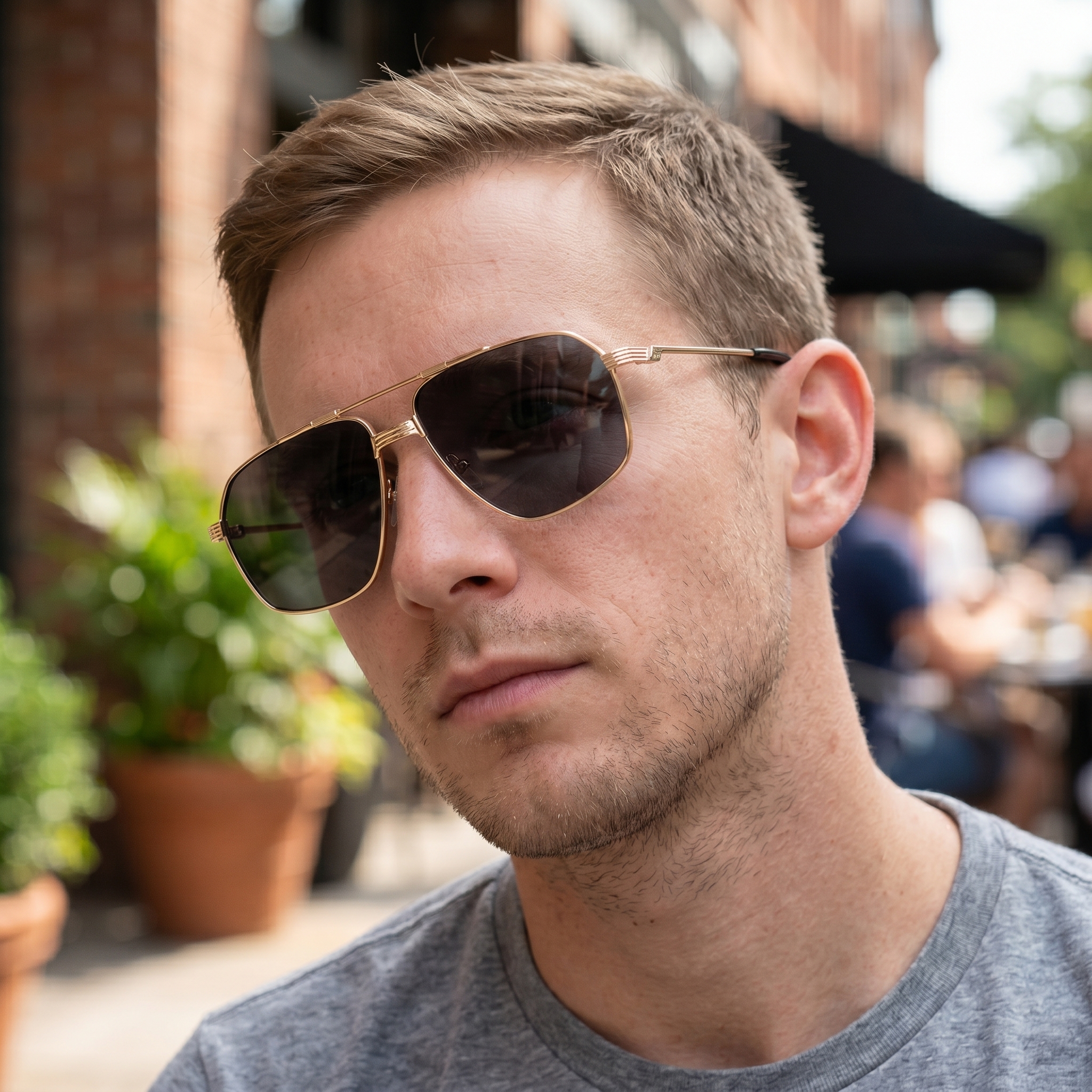 Lunettes de soleil pilote rétro tendance pour hommes, monture en alliage doré et lentille noire, lunettes de conduite carrées vintage cool avec bras antidérapants