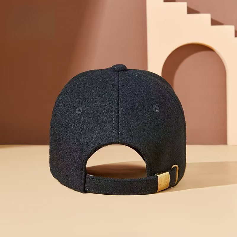 Casquette de baseball en cachemire pour homme, confortable et chaude, pour l'automne et l'hiver, grande circonférence de tête, chapeau décontracté pour l'extérieur et le travail