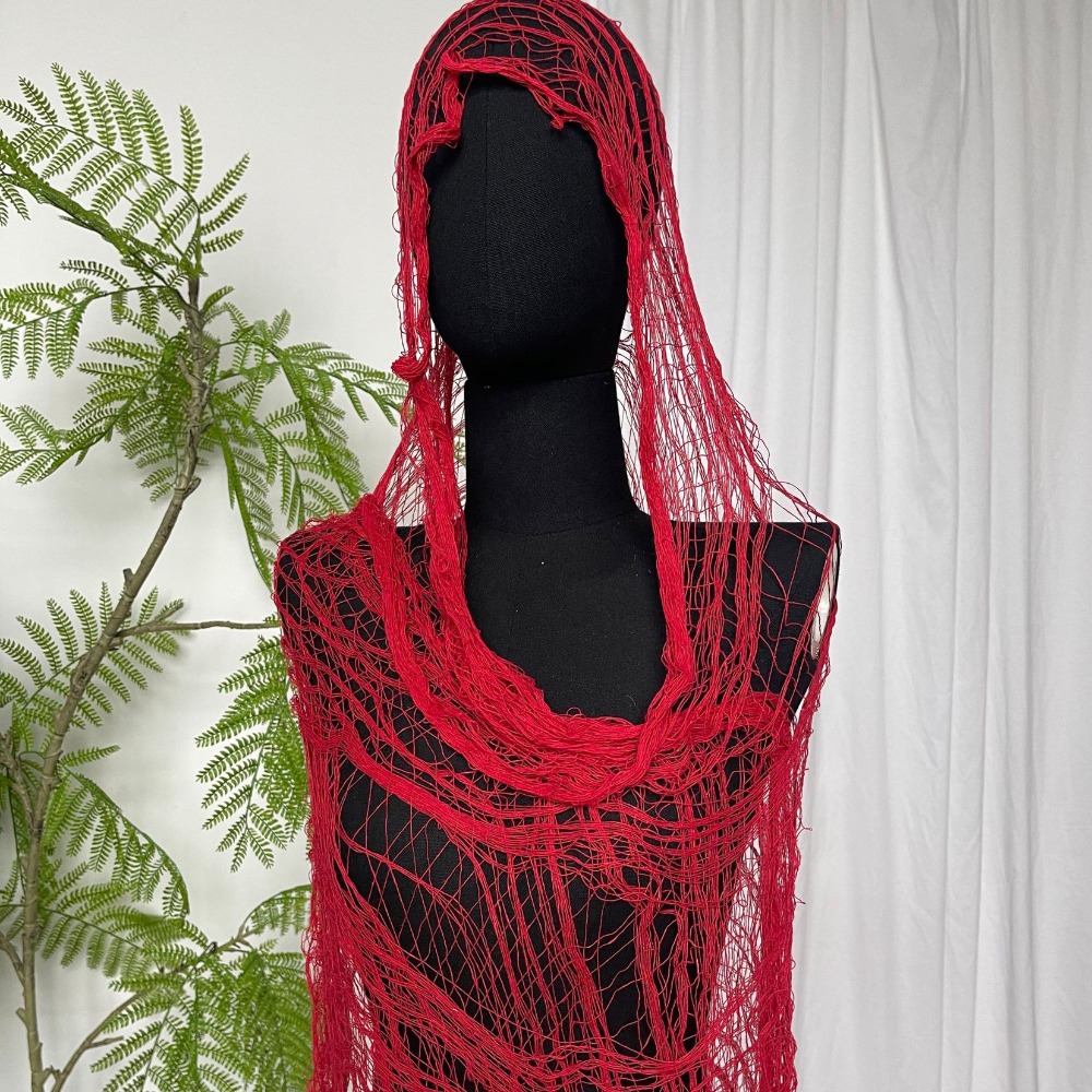 Écharpe légère et tendance effet usé, châle déchiré à mailles perforées couleur unie, cape décontractée pour l'extérieur