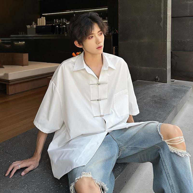 Chemise Chic à Manches Courtes pour Homme, Vêtement à Revers, Style Coréen, Mode, Été, Streetwear, Décontracté