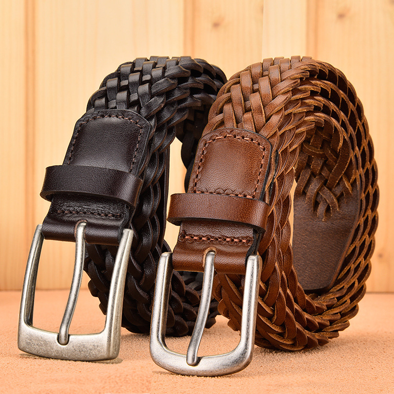Ceinture en cuir de vachette véritable pour hommes, tissée à la main, tissée à la main, tissée à la main, tissée à la main, tissée à la main, personnalisée, jeans de luxe pour étudiants, nouveau design