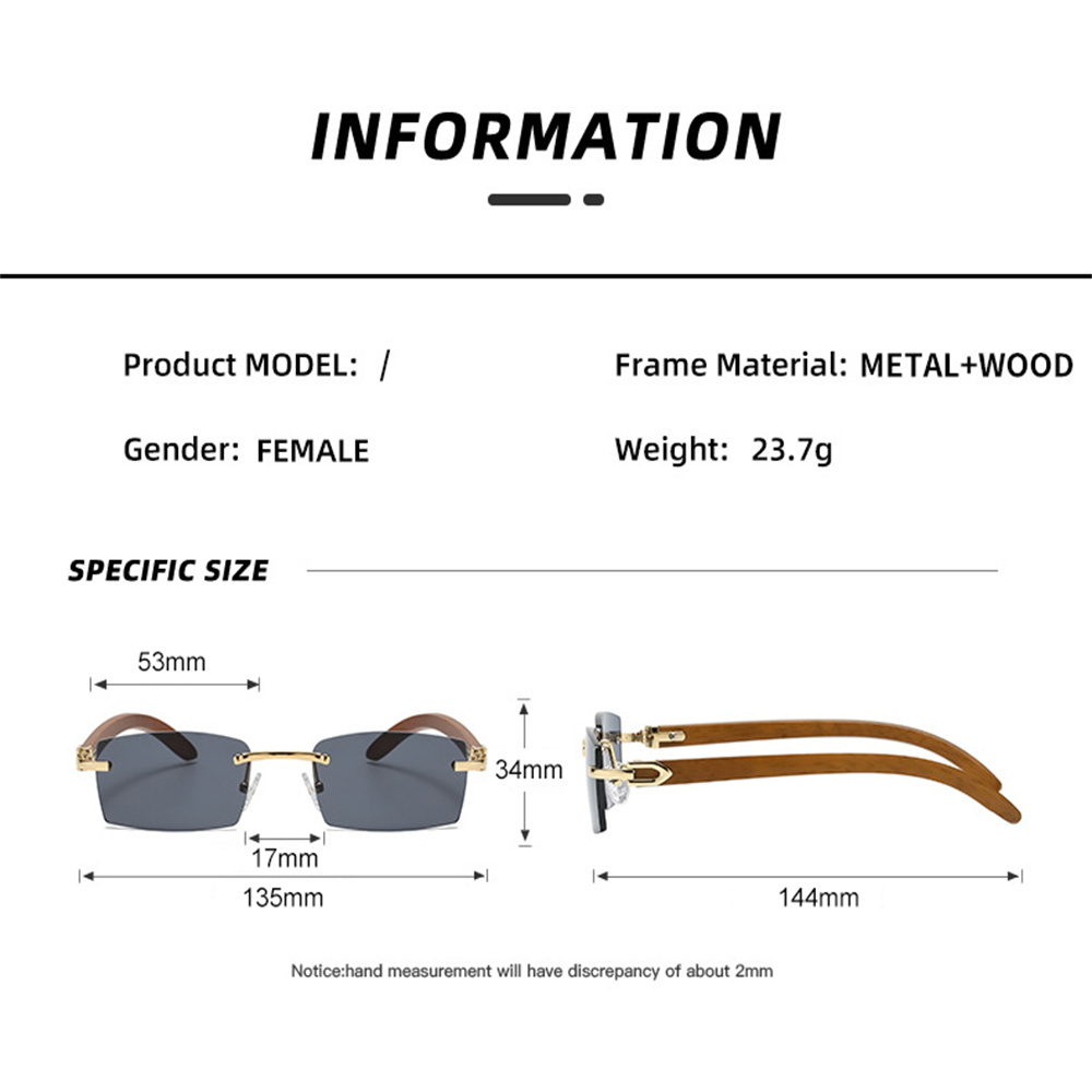 Lunettes de soleil rectangulaires sans bords, à la mode, populaires pour femmes et hommes, carrées, nuances d'été, lunettes de voyage UV400