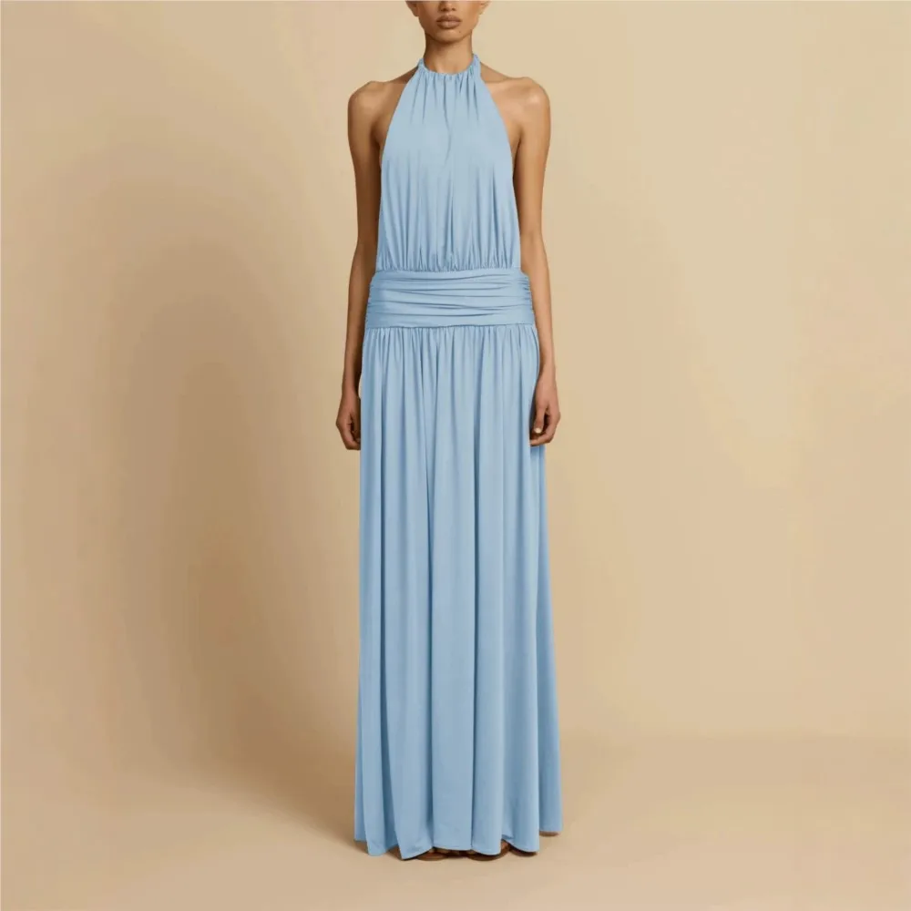 Robes pour femme, robe de soirée, robe de mariage, robe élégante, robe sexy, col plissé, sans manches, robe de banquet chic