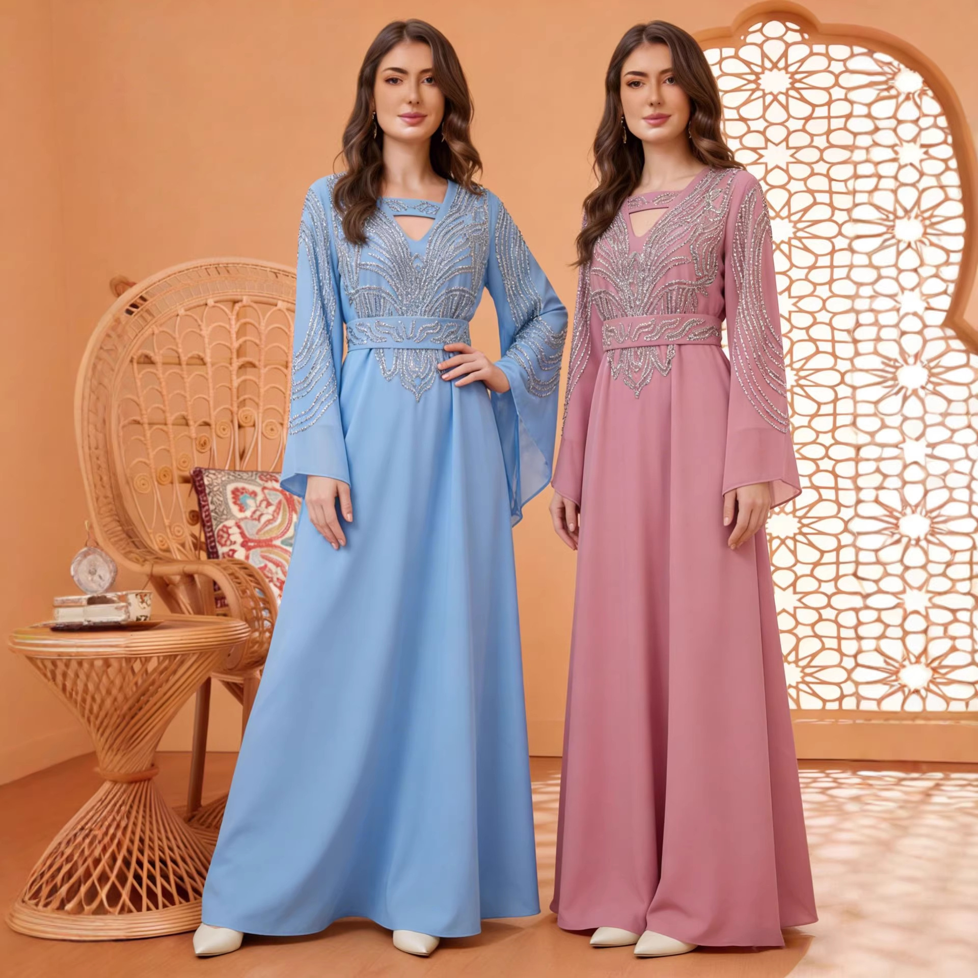 Robes pour femmes pour l'Aïd, Abaya musulmane, Jalabiya, Robe longue du Ramadan, Diamants, Ceintures, Maroc, Dubaï, Abayas, Kaftan, Islam, Vestidos 2026