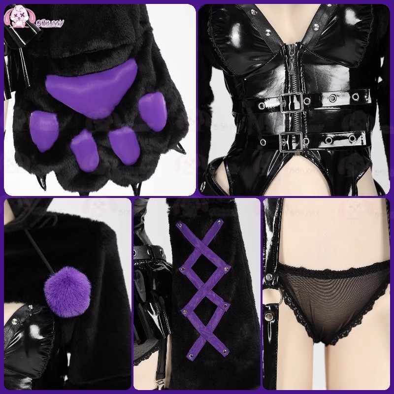 Costume de Cosplay Anime lapin fille pour femmes, body en cuir Sexy Kawaii, uniforme patte de chat mignon, vêtements de fête de carnaval d'halloween