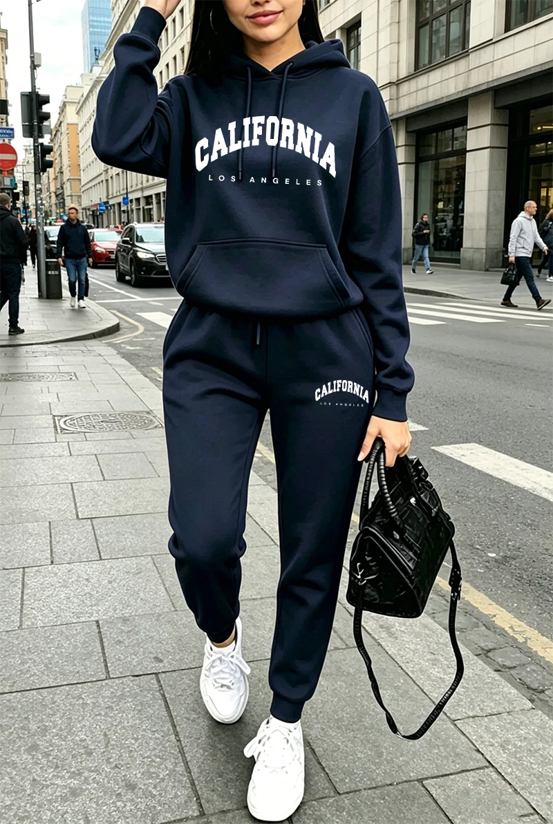 Ensemble de survêtement décontracté pour femme : sweat à capuche et pantalon de sport pour l'automne et l'hiver – Idéal pour le jogging et le mix & match