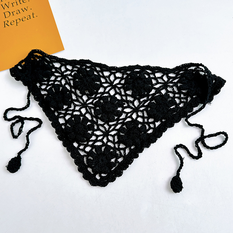 Bohème creux fleur Triangle serviette bandeau femmes à la main fil de coton tissé couvre-chef tricoté bandeau