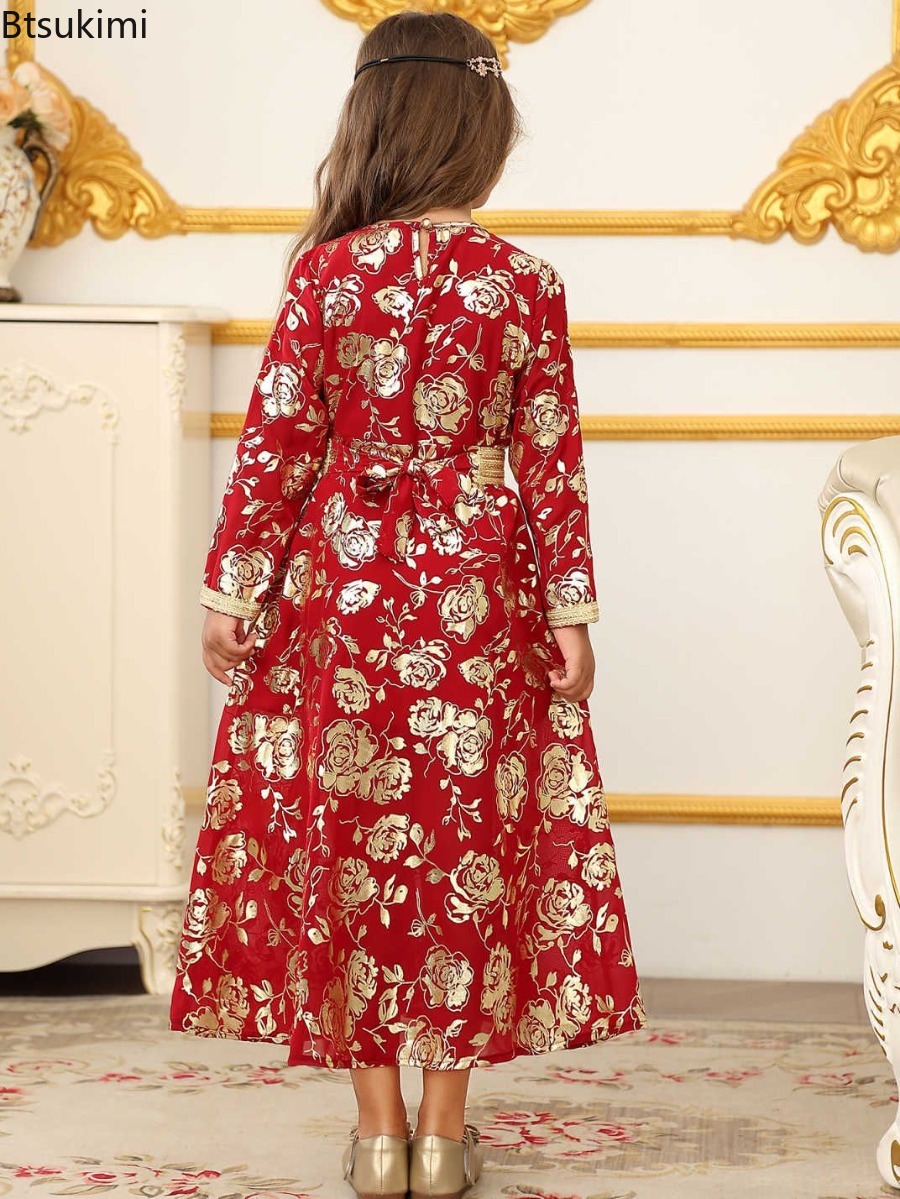 Robes arabes de dubaï pour filles, vêtements musulmans du moyen-orient, Robes de bal de fête d'anniversaire à la mode, Robes caftan islamiques de Style ethnique