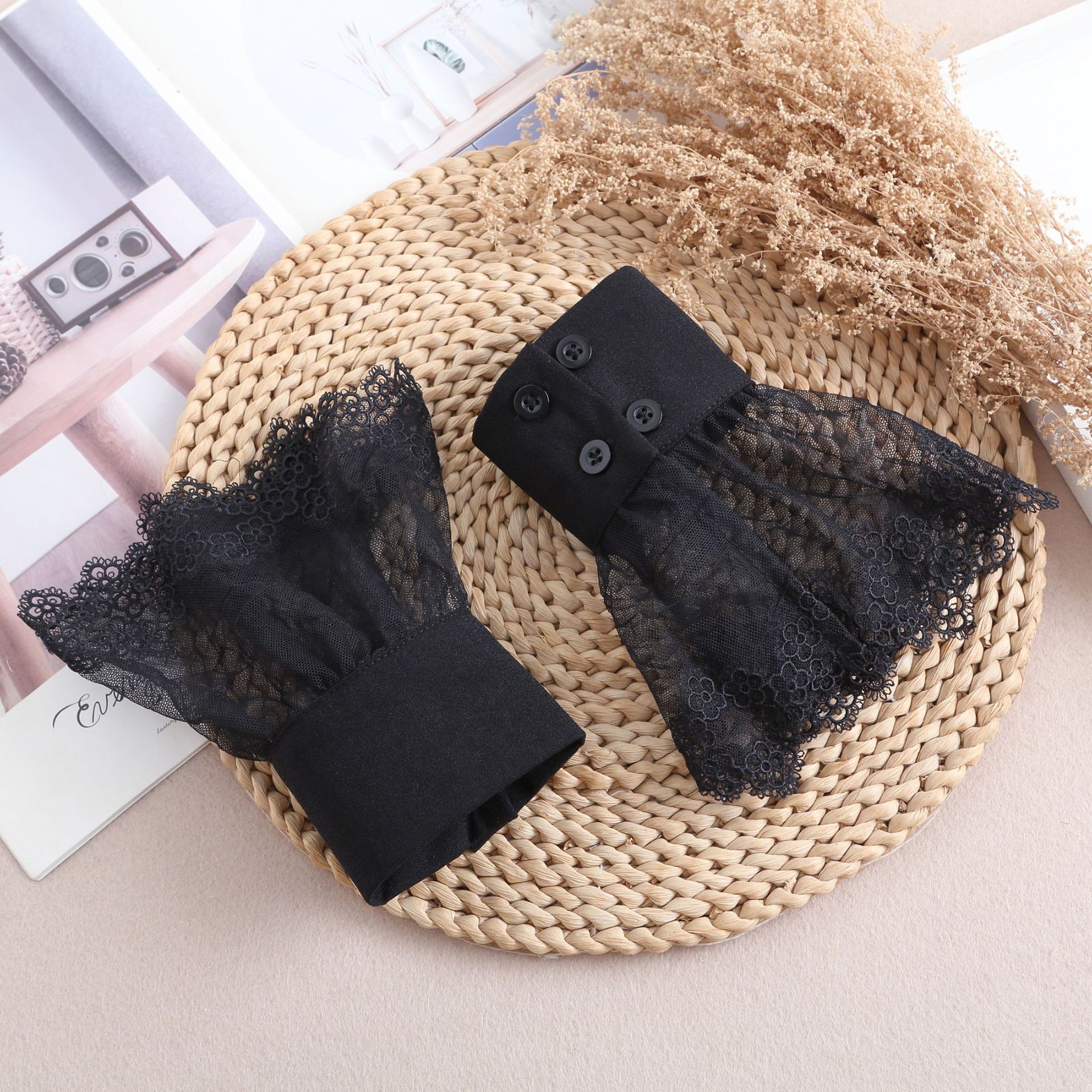 Poignets en dentelle florale pour femmes, fausses manches détachables, accessoires pour robes de mariée, manchette de pull, accessoires décoratifs