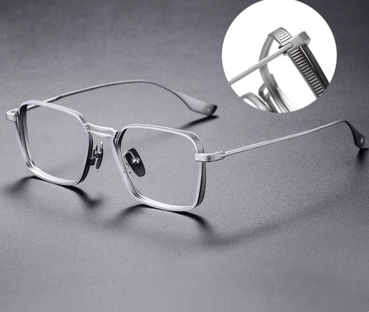 Lunettes pour homme, montures optiques carrées en métal vintage avec verres transparents, verres anti-lumière bleue, design de luxe